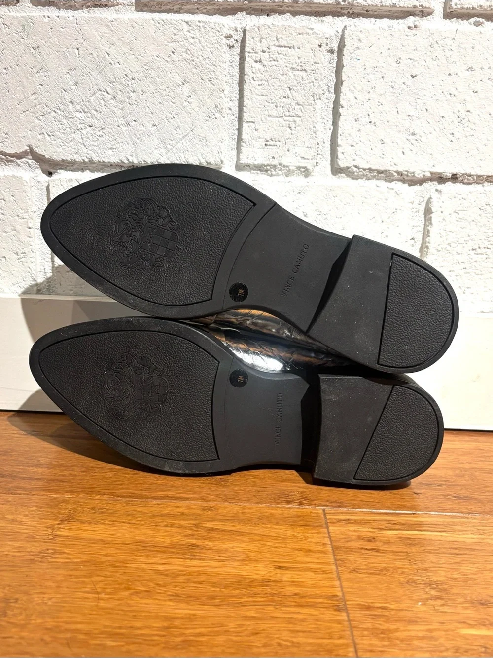 Vince Camuto Silver Crinkle Leather Chunky Sole Loafers